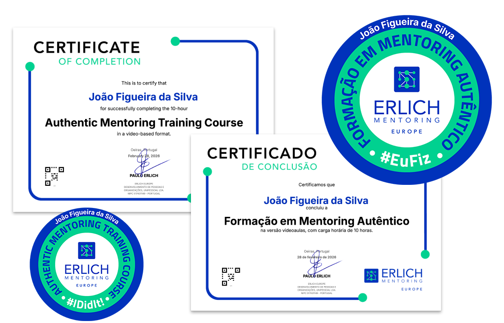 Certificado e Selo Internacionais da Formação em Mentoring Autêntico