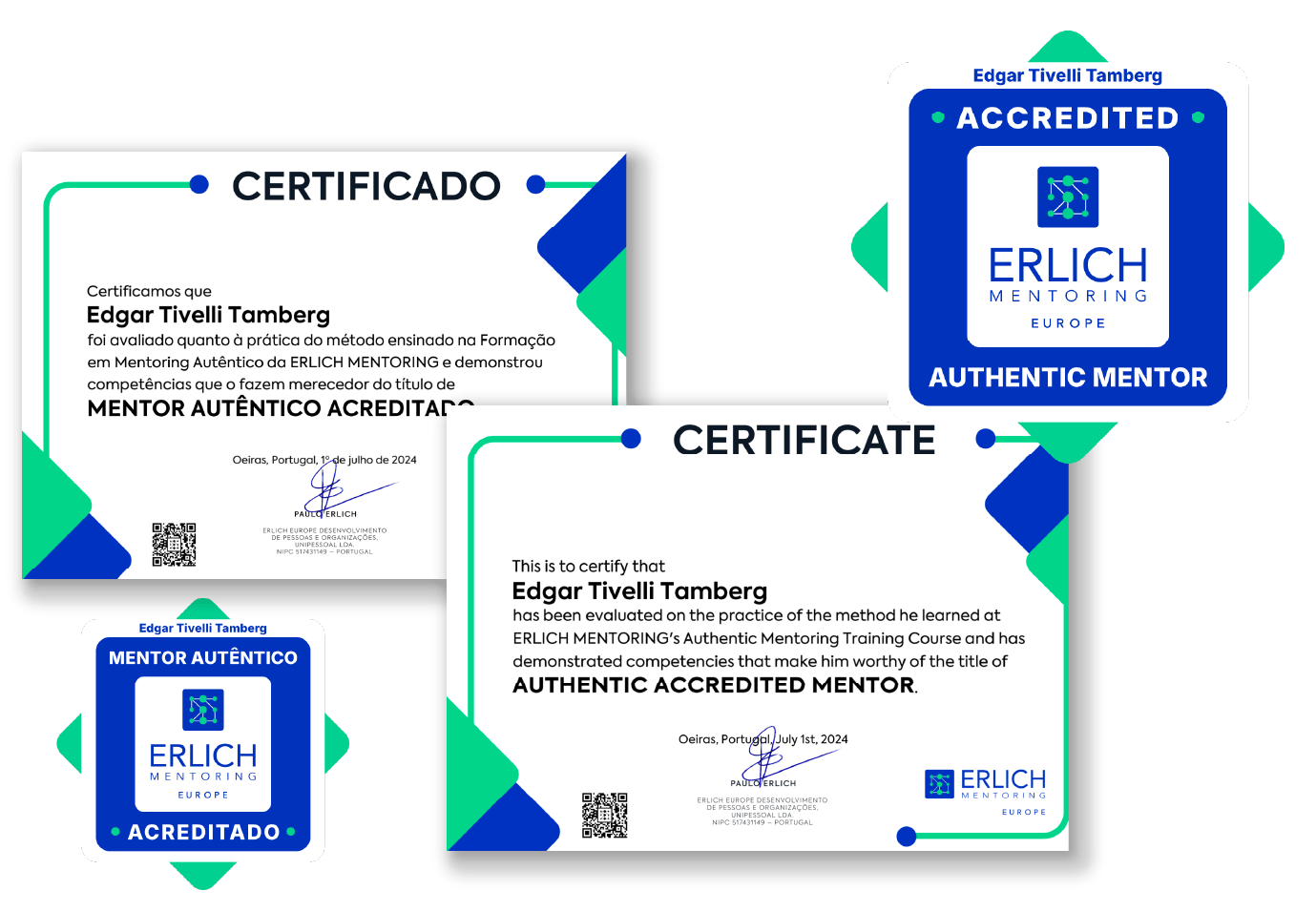 Certificado e selo de mentor acreditado